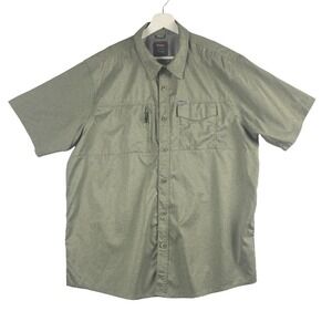 Wrangler Shirt Mens XL Outdoor Green Stretch Pockets Short Sleeve Hiking Fishing